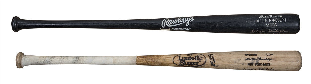 Lot of (2) 1992 Willie Randolph Game Used & Signed New York Mets Pro Model Bats (Randolph LOA)